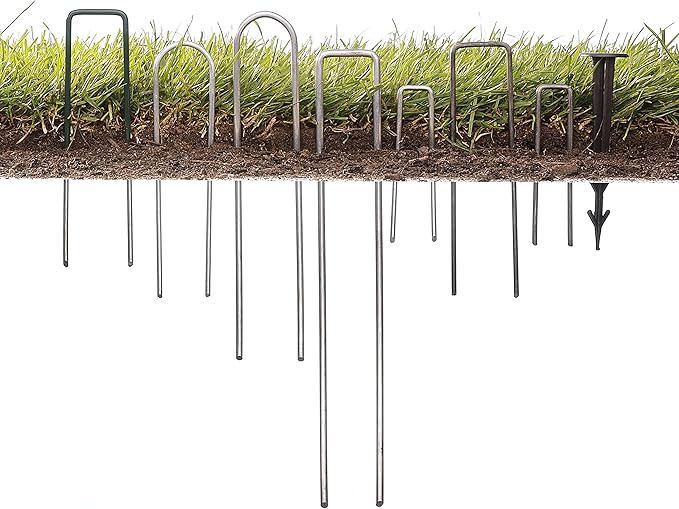 100-Pack Anti-Rust 6 Inch 11 Gauge Round-Top Heavy-Duty U-Shaped Garden Securing Stakes/Spikes/Pins/Pegs - Hot Dipped Galvanized Sod Staples for Anchoring Landscape Fabric