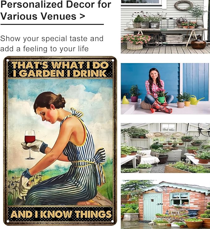 Bestylez Gardening Gifts Vintage Gardening Tin Sign That's What I Do I Garden Sign for Home Garden Greenhouse Living Room Bedroom Outdoor Decor 8X12 Inch (3166)