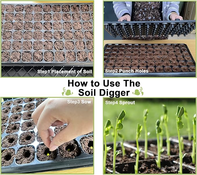 72-Hole Seed Tray Dibber – Plastic Soil Digger and Seed Spacer for Planting Seeds and Bulbs, Seedling Tray Soil Garden Tool, Gift for Gardener.