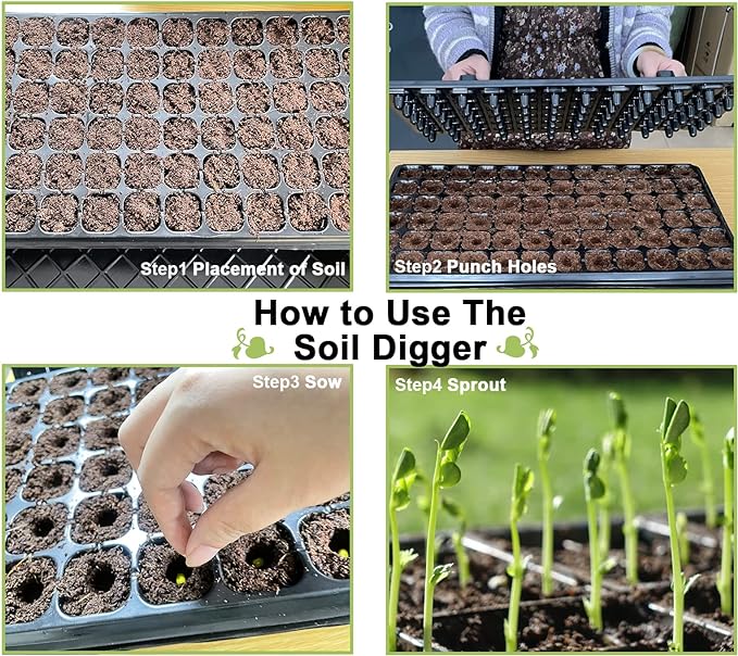 72-Hole Seed Tray Dibber – Plastic Soil Digger and Seed Spacer for Planting Seeds and Bulbs, Seedling Tray Soil Garden Tool, Gift for Gardener.