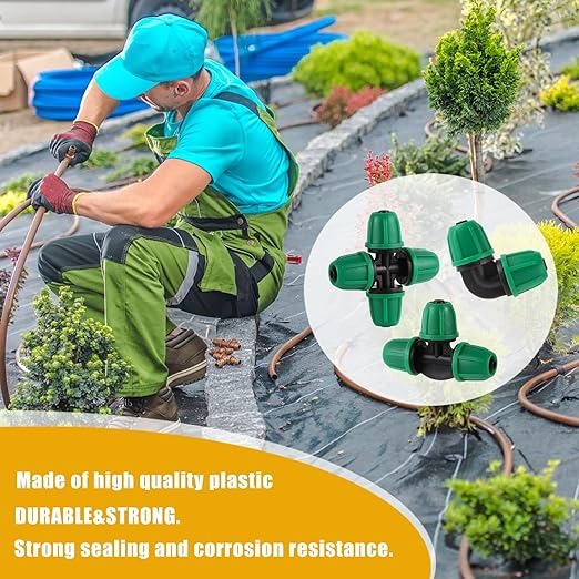 50pc 1/4 inch Drip Irrigation Fittings,Included Lock Barbed Tee,2-Way Coupling,Elbow,4-Way Coupling,¼ End Plugs,Tubing Outside Diameter (OD) is 0.250" Internal Diamete(ID) is 0.170"(1/4 Fitting Kit)