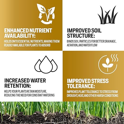 64oz 20% Humic Acid for Lawn - Covers 10,000 sq ft, Humic20 Soil Amendments, Ideal Soil Conditioner for Lawns, Promotes Aeration & Better Structure for Stronger Roots & Healthy Grass Growth