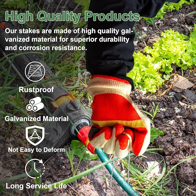 6 Inch Garden Stakes Galvanized Landscape Staples Green U-Type Turf Staples for Artificial Grass Rust Proof Sod Pins Stakes for Securing Yard Fences Weed Barrier Outdoor Tents Tarps (Silver 200)