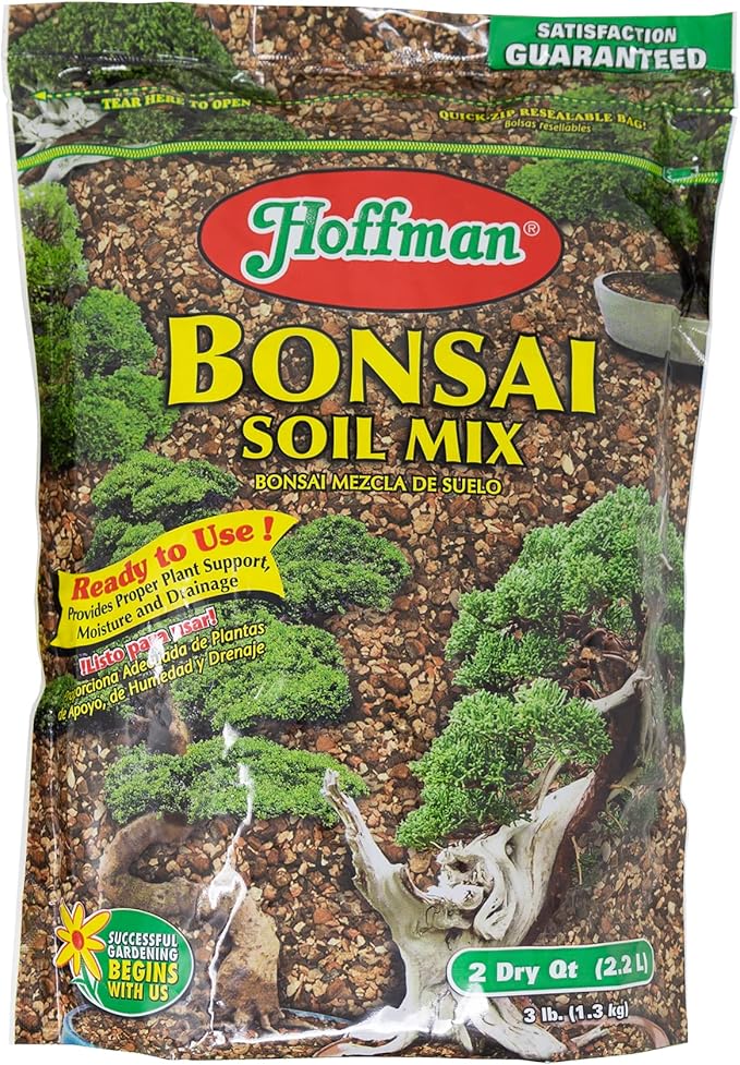 Hoffman Ready to Use Bonsai Soil Potting Mix to Provide Proper Support, Moisture, and Drainage, 2qt Bag, 3 Pack