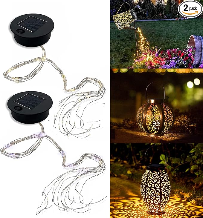 Solar Watering Can Lights Hanging Kettle Lantern Light - Waterproof Garden Decor Metal Retro Lamp for Outdoor Table Patio Lawn Yard Pathway with Hook