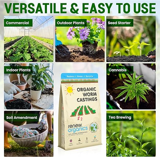 100% Organic Worm Castings (3lbs) – Premium Worm Castings for Plants – Worm Castings Organic Fertilizer & Soil Enhancer – Improves Plant Health & Growth, Odorless & Non-Burning – Earthworm Castings