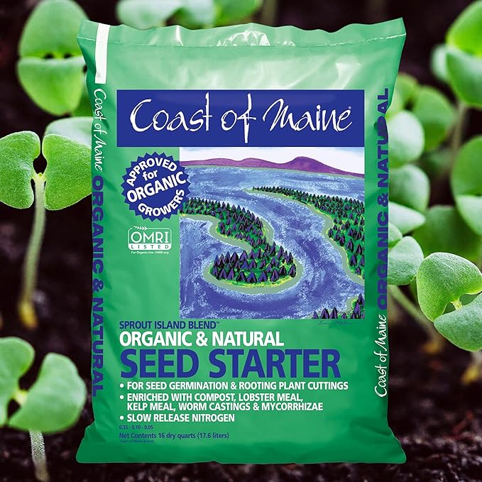 Coast of Maine Sprout Island Blend Organic & Natural Seed Starter for Seed Germination and Rooting Plant Cuttings, 16 Quarts (Pack of 2)