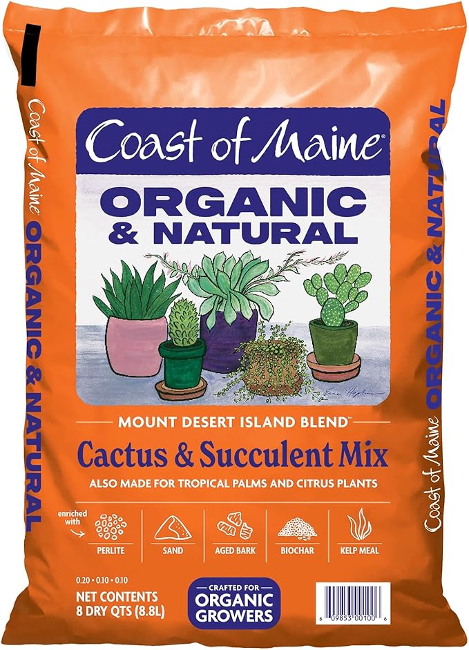 Coast of Maine Mount Desert Island Blend, 8qt (Pack of 4) Organic and Natural, Cactus and Succulent Mix - Tropical Palms and Citrus Plants