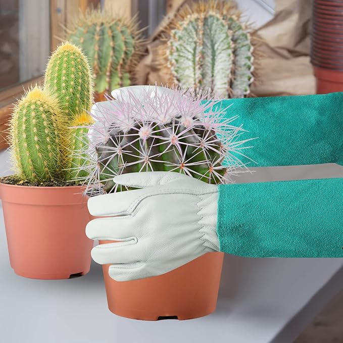 Long Gardening-Gloves Women/Men - Thorn proof Rose Pruning Heavy Duty Gauntlet (Medium, Green)