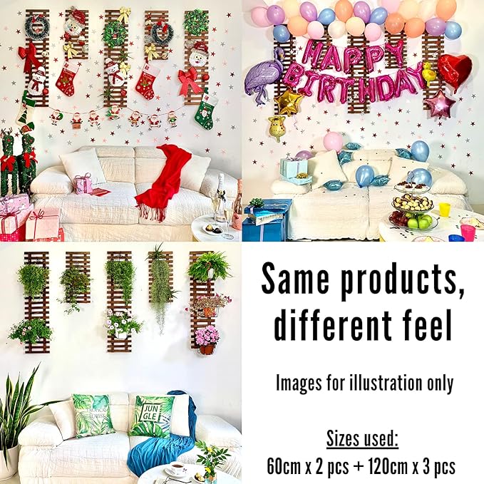 ShopLaLa Large Hanging Wall Planters for Indoor Plants - 5 Pack Wooden Wall Decor Bathroom Decorations Living Room Home Plant Shelves Vertical Garden Huge Unique Farmhouse Vintage Rustic 5 Sizes