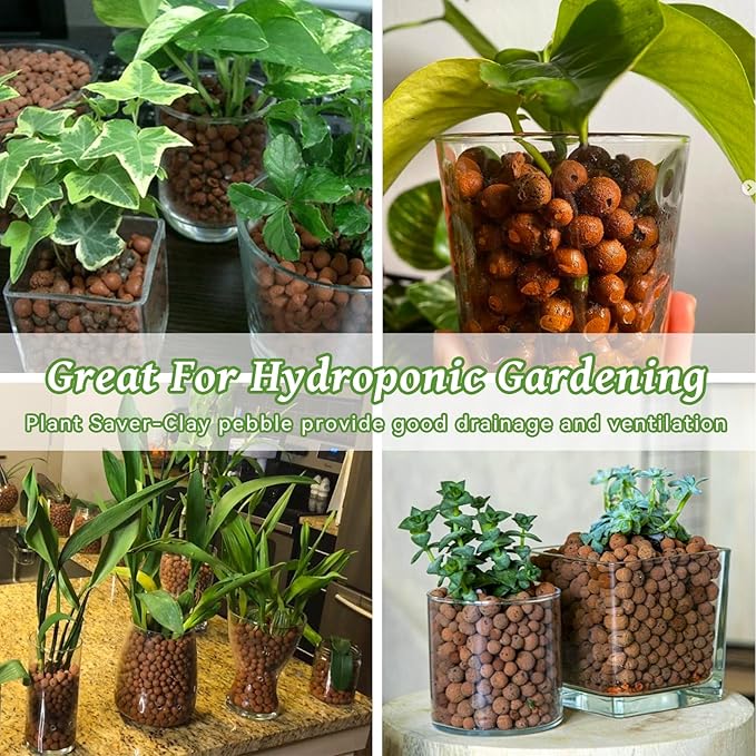 Riare 18 LBS Organic Expanded Clay Pebbles for Plants- 4mm-16mm Natural Leca Balls Lightweight Hydroponic Clay Pebbles Aggregate for Indoor Plants, Hydroponic Growing, Plants Drainage, Aquaponics