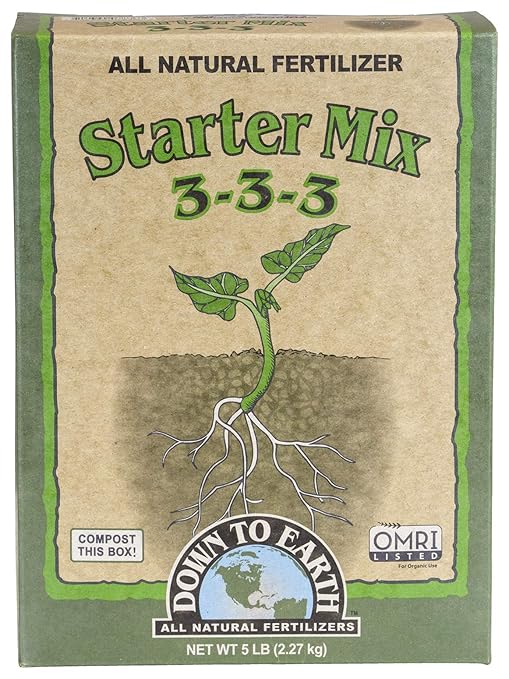 Down to Earth Organic All Natural Starter Fertilizer Mix 3-3-3, 5 lb