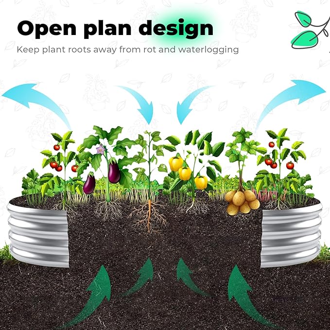 Galvanized Raised Garden Bed Kit, Oval Large Metal Planter Box, Sturdy and Durable, Garden Boxes Outdoor Raised for Vegetables, Fruits, Flowers and Herbs, 8x4x1ft (Silver)