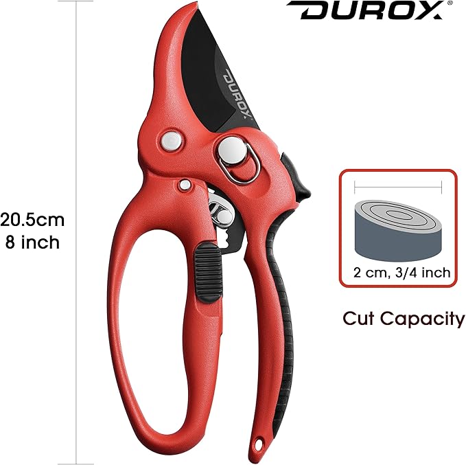 DURXO - Ratchet Pruning Shears, Garden Shears with 3x Cutting Power. Effort-Saving Heavy-Duty Anvil Pruners. Replaceable Blade Cutting Blade Design. Ideal Secateurs for Precise Trimming, Model DGR-01