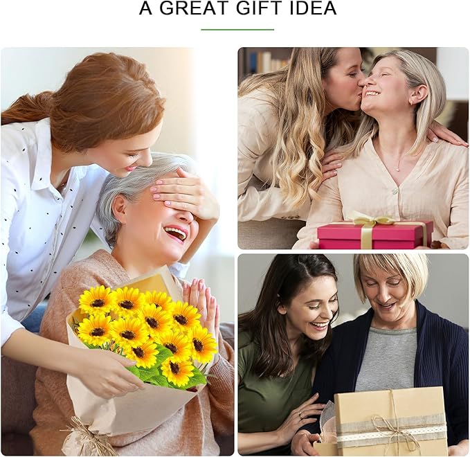 2 Pack with 12 Solar Sunflower Garden Lights Warm White LED Outdoor Decorative Stake Lights for Yard, Patio, Lawn, Pathway, IP65 Waterproof, Ideal Gift for Women, Mom, Grandma, Friends