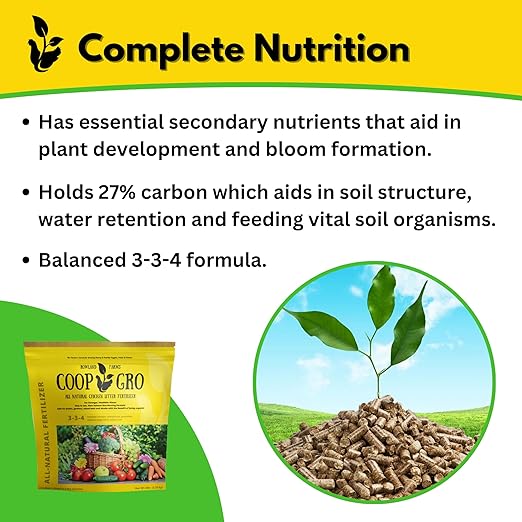 Coop Gro Organic Chicken Manure Fertilizer 6 lb. Bag. All-Natural Plant Food for Vegetable Gardens, Flower Beds, Indoor Plants & Shrubs. Pelleted Fruit Tree Fertilizer (2 Pack)