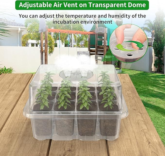 120 Cells Reusable Seed Starter Tray, 10 Pack Seedling Starter Kit for Greenhouse Propagator Station Planting Growing (Clear)