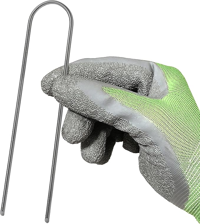 500-Pack Anti-Rust 6 Inch 11 Gauge Round-Top Heavy-Duty U-Shaped Garden Securing Stakes/Spikes/Pins/Pegs - Hot Dipped Galvanized Sod Staples for Anchoring Landscape Fabric