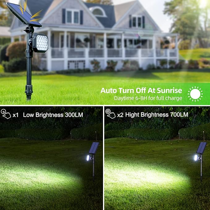JSOT Solar Spot Lights - 4 Pack Solar Lights Outdoor Waterproof Outdoor Spotlights Landscape Lighting Halloween Light for Garden Yard Tree (Cool Light)