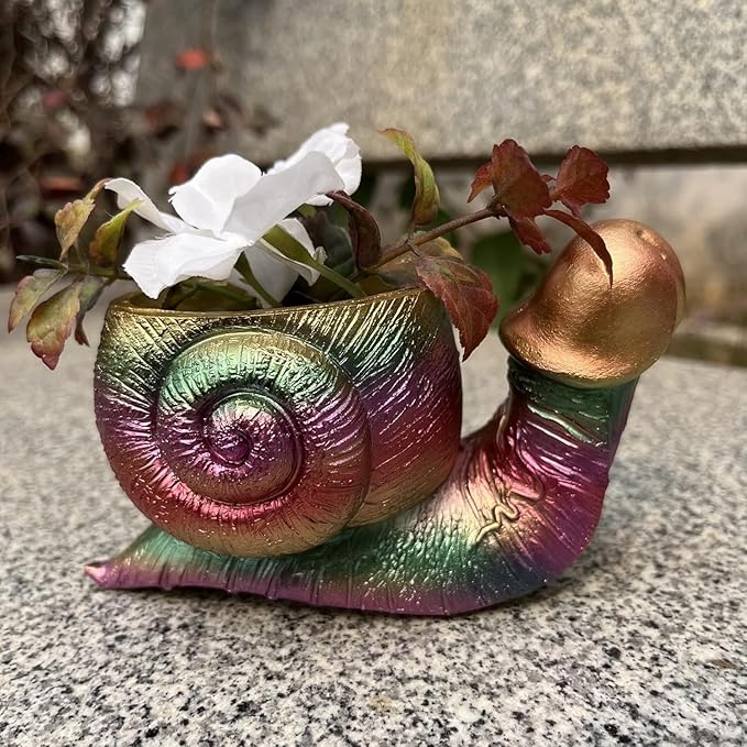 Snail Planter Turtle Planter, Vintage Retro Flower Plant pots for Indoor & Outdoor Plants, Unique Flower Pot for Succulent Plants Live, Snail Decor for Fun Planting Experience (Snail)