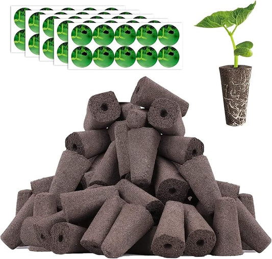 100pcs Square Pods for Hydroponics Growing System, 50pcs Square Grow Sponges with 50pcs Pods Labels, Supplies Replacement, Compatible with IDOO, QYO, LYKO (Square)