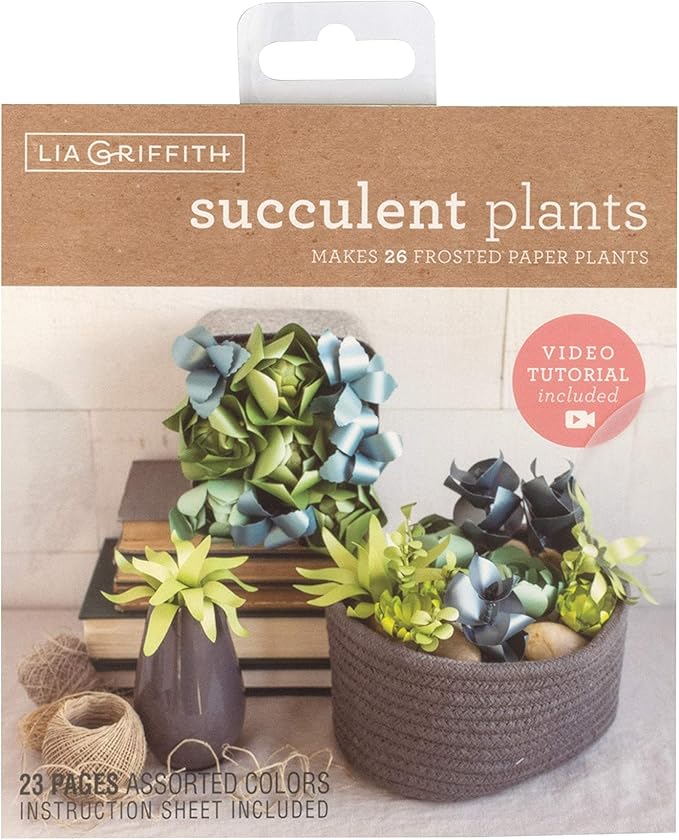 Lia Griffith Succulent Frosted Paper Plants, 6" x 6.5", Colors May Vary 23 Count