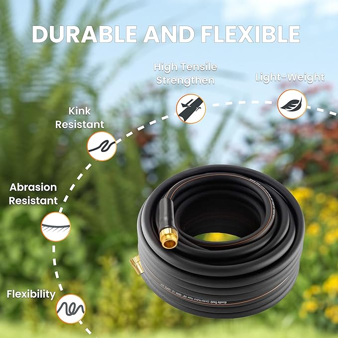 Giraffe Tools Garden Hose 100ft x 5/8", Water Hose Heavy Duty, with Swivel Handle Lightweight, Flexible Hybrid Hose, Male Female Fittings