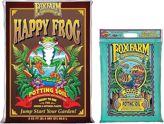FoxFarm Happy Frog Potting Soil, 2cu ft, and Ocean Forest Potting Soil, 12qts (Pack of 2) - for Nurturing Plants and Healthy Growth