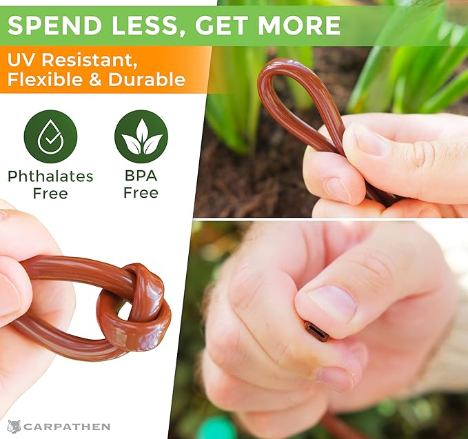 CARPATHEN 1/4 Drip Irrigation Tubing - 100 ft Brown Drip Irrigation Hose Perfect for DIY Garden Irrigation System, Hydroponics, Misting Tubing, or as Blank Distribution Tubing for any Garden Project