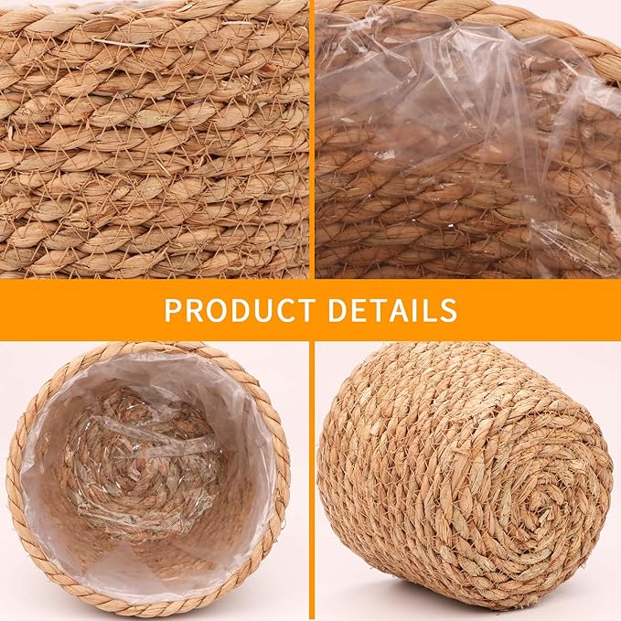 Seagrass Planter Basket Stylish Planter Baskets for Indoor and Outdoor Plants Perfect for Flower Pots Cover and Room Decoration, Set of 4