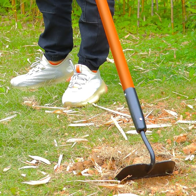 Garden Hoe Tool, Heavy Duty Hoe Garden Tool, Garden Hoe for Weeding with Long Fiberglass Handle, 58 Inches