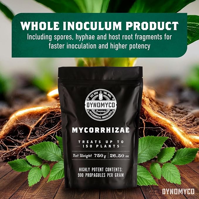 DYNOMYCO Mycorrhizal Inoculant - Plant Growth & Root Treatment, Concentrated Mycorrhiza Formula, Boosts Nutrient Uptake, Mycorrhizae Plant Food for Resilience & Fertilizer (750g / 26.50oz)