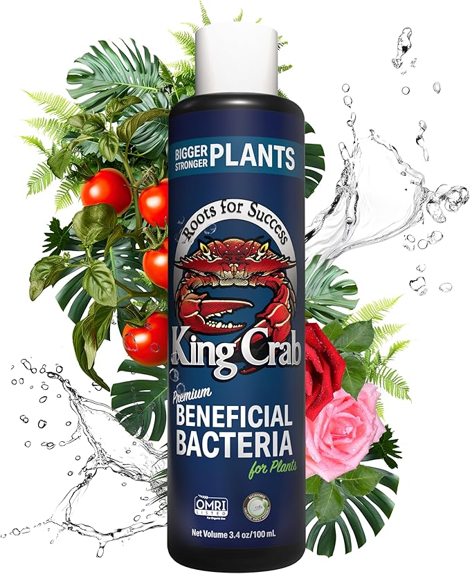 King Crab Instant Compost Tea, Root Stimulator for Plants, Ultra Concentrated OMRI Organic Bacteria, 275 Million Organisms per ml, Roses, Tomatoes, Houseplants, Soil Conditioner, Soil Microbes