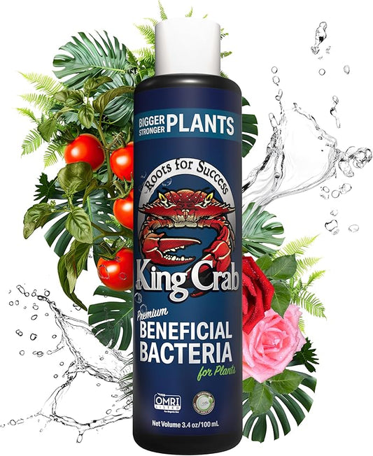 King Crab Instant Compost Tea, Root Stimulator for Plants, Ultra Concentrated OMRI Organic Bacteria, 275 Million Organisms per ml, Roses, Tomatoes, Houseplants, Soil Conditioner, Soil Microbes