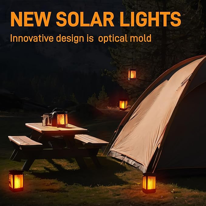 Solar Lantern Outdoor Lights, 3 Modes Changing Flickering Flame Solar Lights Outdoor Waterproof, Hanging Outdoor Solar Lanterns Lights, Solar Powered Lanterns for Yard Garden Decor