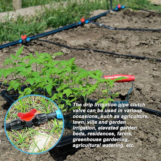 13 Pack Drip Irrigation Valve for 1/2 in Irrigation Tubing (1/2" Idx0.6-0.65" Od) Locked Barbed Ball Valve Drip Line Shut Off Valve Parts in Drip Irrigation Parts for Garden,16mm Drip Irrigation Parts