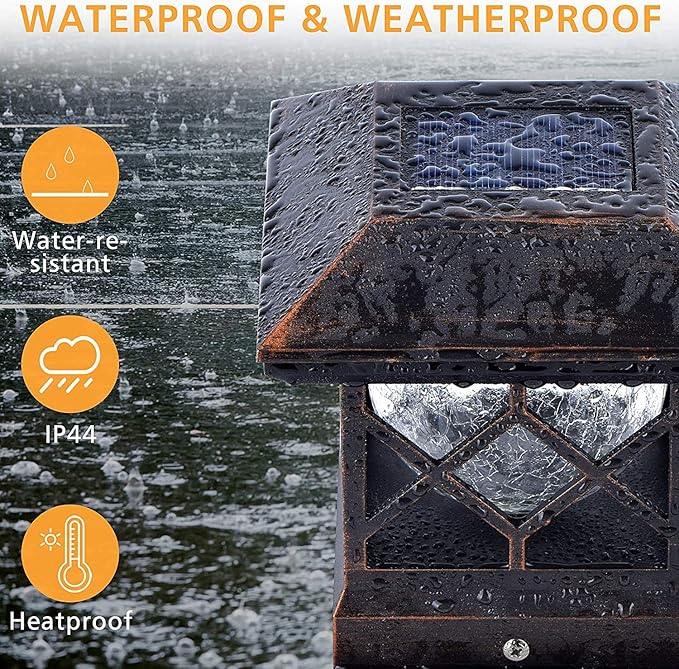 TWINSLUXES Solar Cap Lights Outdoor - Waterproof LED Fence Solar Lights for 3.5x3.5/4x4/5x5 Wood Posts in Patio, Deck or Garden Decoration