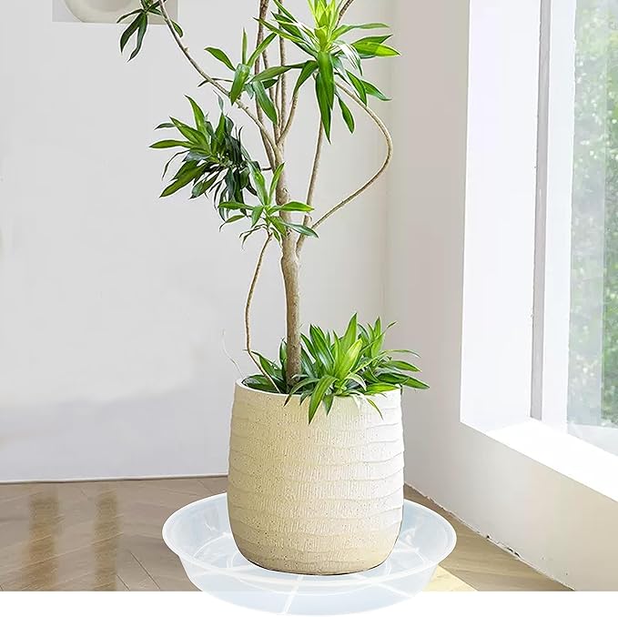 2 Pack Plant Saucer Drip Tray 17 inch, Large Heavy Sturdy Plastic Planter Flower Pot Saucers for Indoor Outdoor Garden, Plant Water Drip Trays for pots (17" 2Pack, Clear)