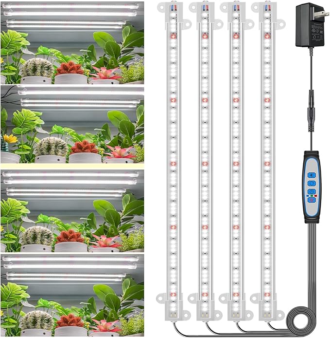Wiaxulay Grow Lights for Indoor Plants, Full Spectrum 6000K Plant Light for Indoor Plants, LED Grow Light Strips with Auto Timer 6/12/16Hrs, 5 Dimmable Levels, 3 Switch Modes for Hydroponics Seedling