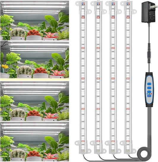 Wiaxulay Grow Lights for Indoor Plants, Full Spectrum 6000K Plant Light for Indoor Plants, LED Grow Light Strips with Auto Timer 6/12/16Hrs, 5 Dimmable Levels, 3 Switch Modes for Hydroponics Seedling