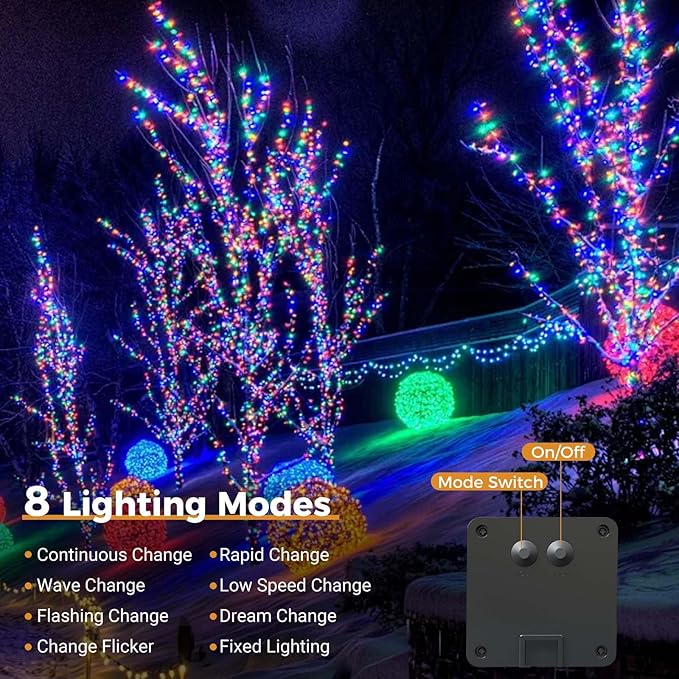 btfarm 4 Pack Solar String Lights Outdoor, Extra Long 480LED 156Ft Solar Christmas Lights Outside Waterproof, 8 Modes Solar Powered Tree Twinkle Light for Garden Yard Patio Party Decoration,Colorful