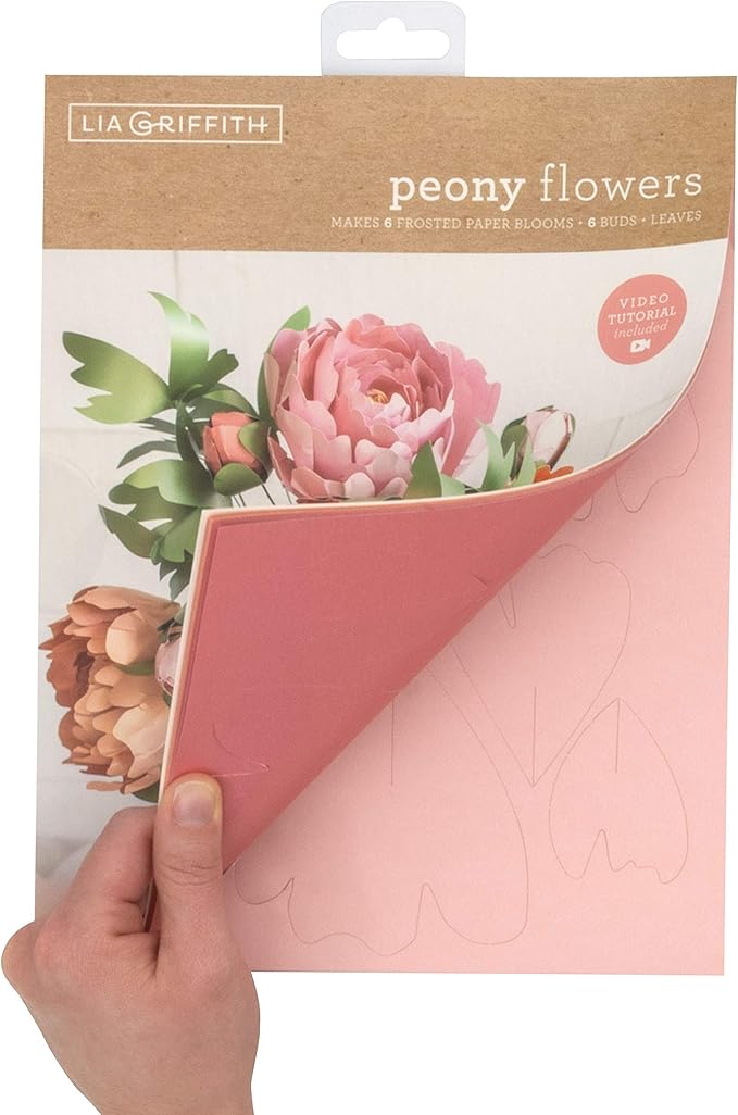 Lia Griffith Frosted Paper Peony Flowers, 8.5" x 11", Colors May Vary 20 Count