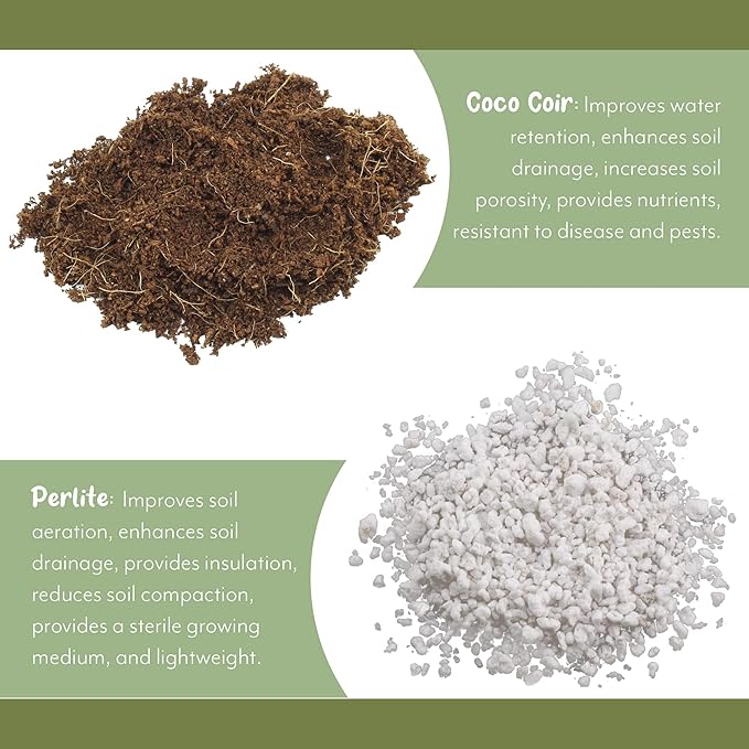 Coco Peat Perlite Potting Mix (4 Quarts), Loose Coconut Coir and Perlite