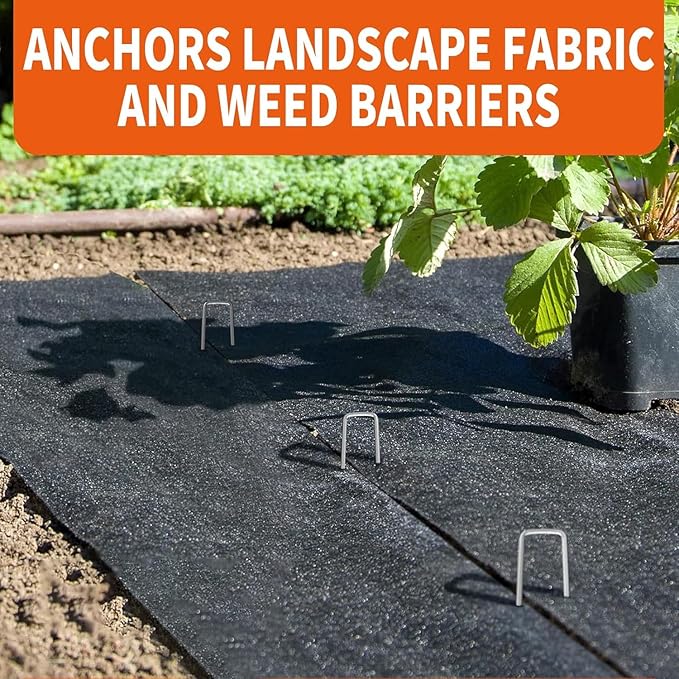 6 Inch Galvanized Landscape Staples - 100 Metal Garden Stakes for Gardening - 11 Gauge Anti-Rust Heavy-Duty Ground Sod Pins Yard Stakes for Weed Barrier Fabric Irrigation Tubing Hose