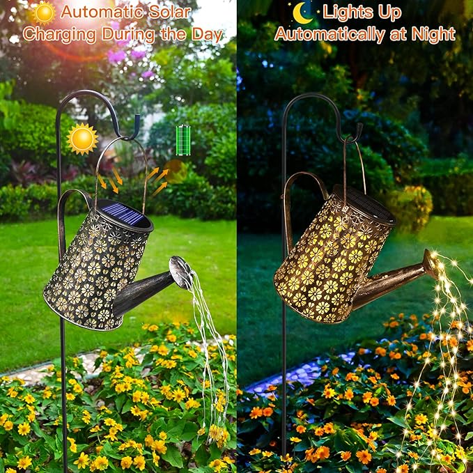 Solar Watering Can with Lights,Solar Outdoor Garden Decor Waterproof Large Hanging Lantern Landscape Lights Outside Decorations for Yard Clearance Porch Patio Pathway Gardening Gift