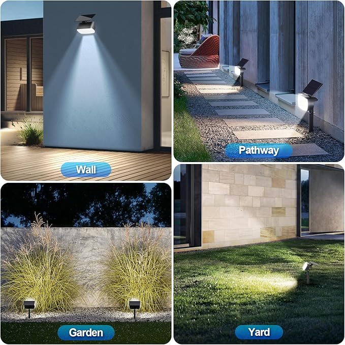 108 LED Solar Spot Lights Outdoor, Solar Lights Outdoor IP65 Waterproof, 3 Modes Solar Landscape Spotlights, Large Solar Panel Solar Powered Lights for Garden Yard Pathway(Cool White/4 Pack)