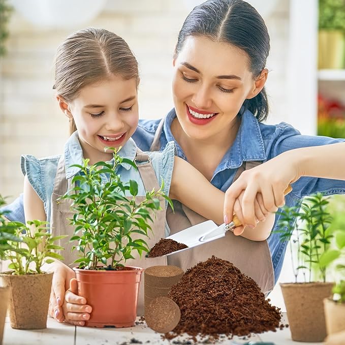 ZeeDix 200pcs(30mm) Coco Coir Pellets Potting Soil Indoor Plants, Compressed Coconut Coir Soil Pellets Seed Starting Pellets Soil Discs for Planting Flowers Bonsai Herbs Plants and Vegetables