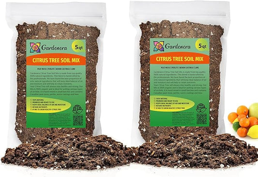 Citrus Tree Potting Soil Mix - 10 Quart - Special Blend for Indoor Oranges, Lemons, Limes and More - (2 Bags of 5 Quart)