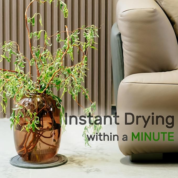 Diatomaceous Earth Plant Saucer for Indoor, 2 Pack 10 inch, Instant Dry Pot Saucer, Plant Drip & Drainage Tray for Indoor, Stone Gray