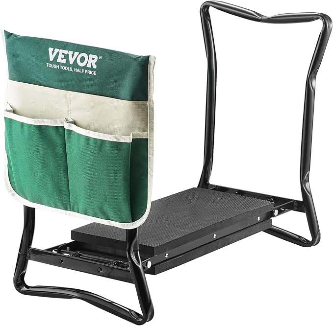 VEVOR Folding Garden Kneeler and Seat Heavy Duty, Widened 8" EVA Foam Pad, Portable Garden Stool with Tool Bags, Gardening Bench to Relieve Knee & Back Pain, Great Gifts for Seniors, Women, Parents